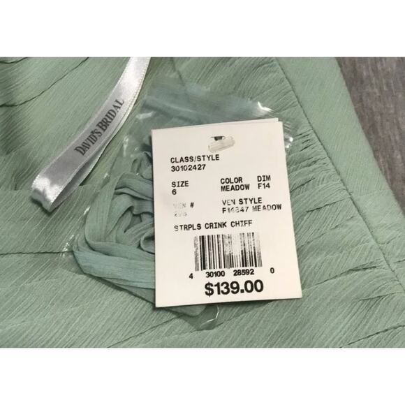 David's Bridal Dresses Short Crinkle Chiffon Dress Cascade Front strapless sz 8 - Picture 14 of 14